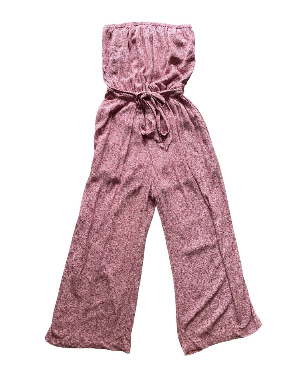 Abercrombie Strapless Pink Floral Jumpsuit Tie Waist XS Petite NWT